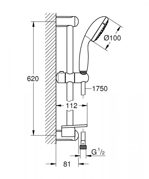 Grohe New Tempesta 100 ECO brusesæt - 3 Spray