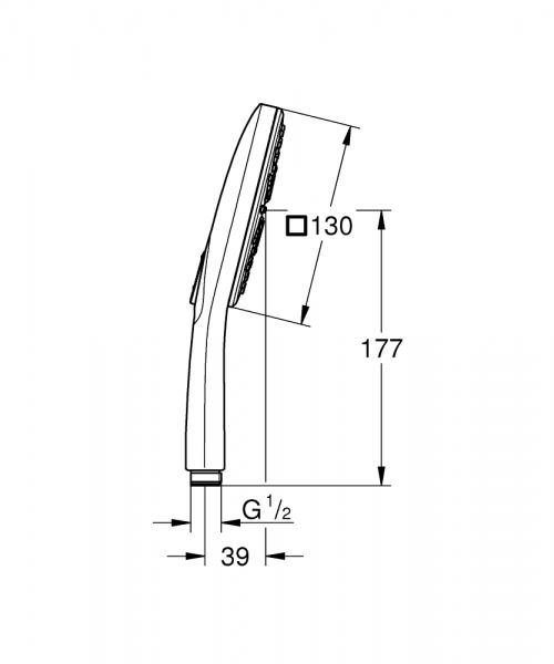 Grohe Rainshower SmartActive 130 Cube håndbruser - 3 spray - Krom