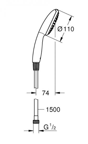 Grohe Vitalio Start 110 håndbruser 1 spray inkl. bruseslange og WaterSaving