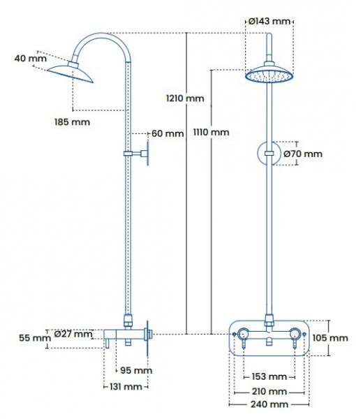 Frostline Eqi frostfri udebruser t/væg - 300-550 mm - Rustfrit stål