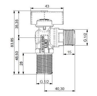 Cimberio vinkelventil nippel/nippel 1/2"