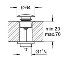 Grohe push-open bundventil 1 1/4 - Poleret Cool Sunrise