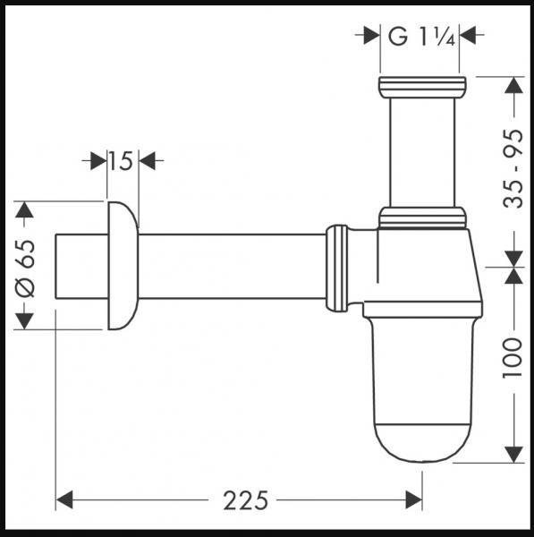 Hansgrohe forkromet pungvandlås 32 mm x 11/4