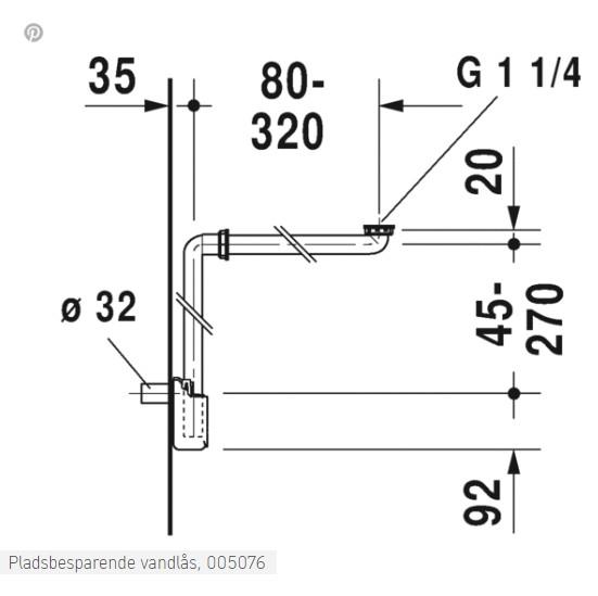 Duravit pladssparende vandlås 1 1/4'' Hvid