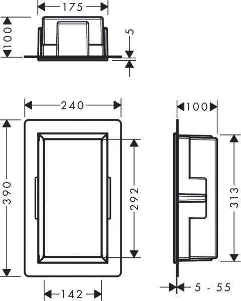 Hansgrohe XtraStoris indbygget hylde 300x150x100 - Mat hvid