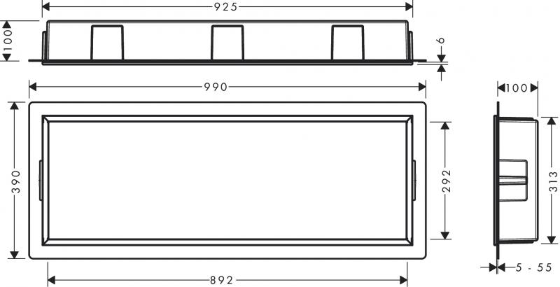 Hansgrohe XtraStoris indbygget hylde 300x900x100 - Mat hvid