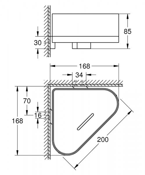 Grohe Selection kurv til hjørnemontage - Poleret hard graphite