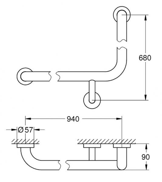 Grohe Essentials badekarsgreb - Ekstra stort - 680x940 mm - Krom