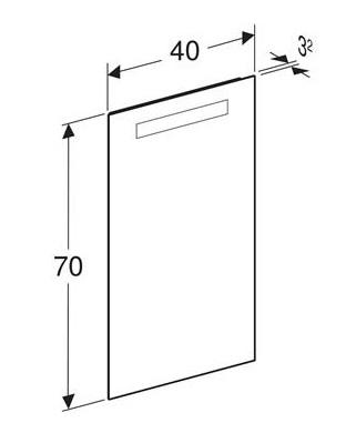 Geberit Option Basic Square spejl m/lys i top - 40 x 70 cm