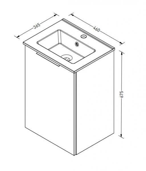 Sanibell Online 46 komplet mini badeværelsesmøbel - Flatpack - Mat grå