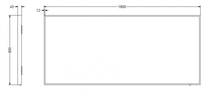 Sanibell Ink SP19 spejl m/lys, varme og sensor 180 x 80 cm - Mat sort