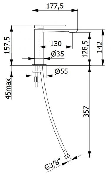 Cass&oslash;e Edge h&aring;ndvaskarmatur m/pop-up bundventil - Krom