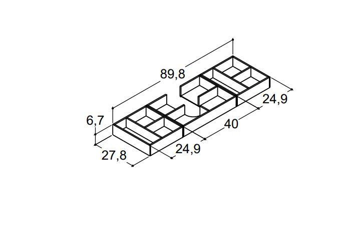 Dansani Mido komplet indretning til skuffe 100 x 44 cm - Eg