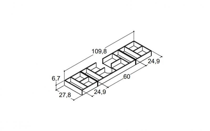 Dansani Mido komplet indretning til skuffe 120 x 44 cm - Eg