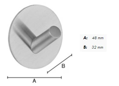 Beslagsboden rund selvklæbende håndklædekrog Ø48 - Rustfrit stål