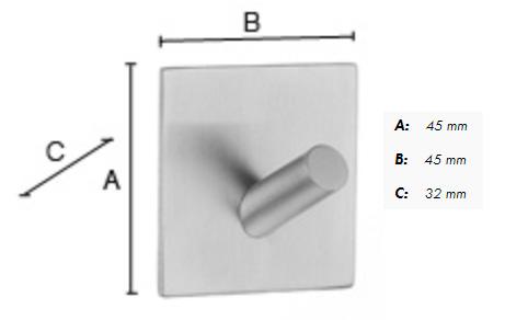 Beslagsboden firkantet selvklæbende håndklædekrog 45 - Rustfrit stål