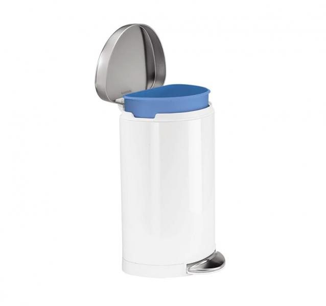 Simplehuman halvrund toiletspand 10L - Hvid/stål