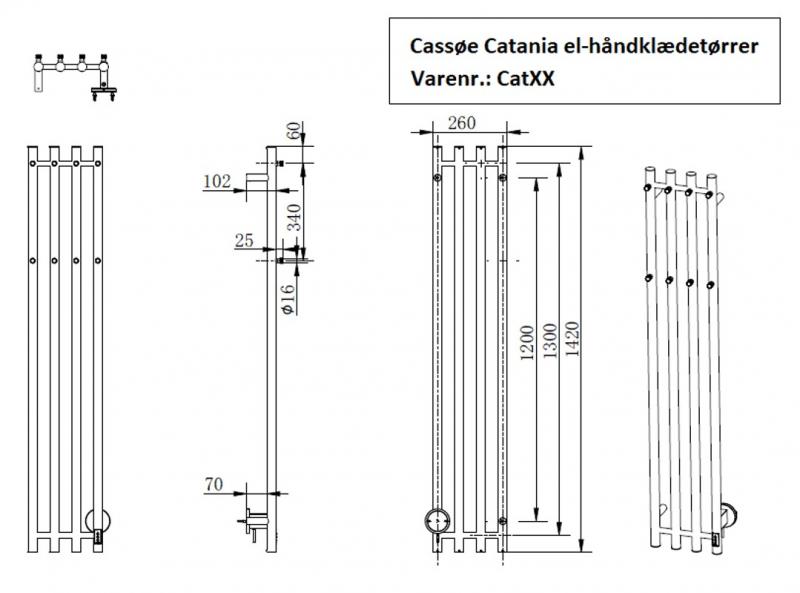 Cassøe Catania håndklædetørrer - 26x142 cm - Børstet messing