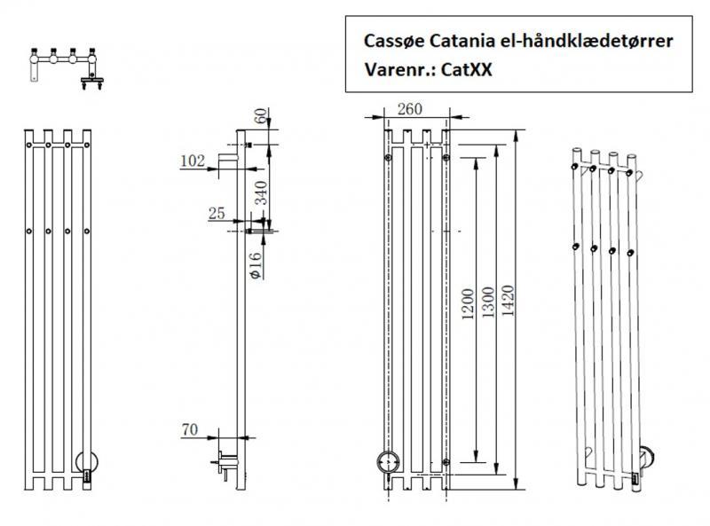 Cassøe Catania håndklædetørrer - 26x142 cm - Mat bronze