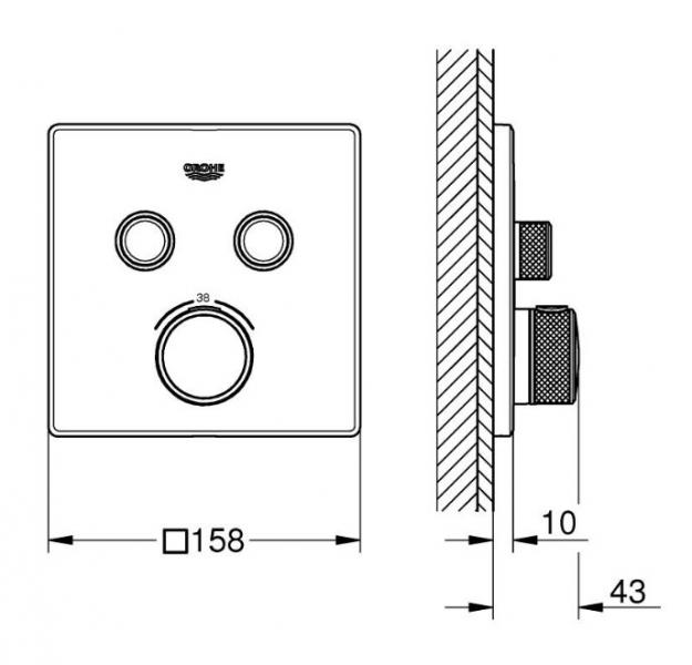 Grohe SmartControl komplet indbygningspakke til badekar - Krom/firkantet