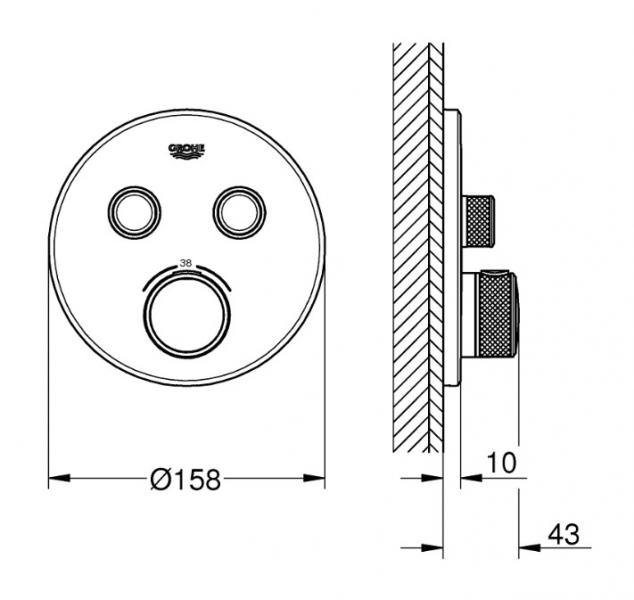 Grohe komplet indbygningspakke til badekar m/SmartActive og termostat - Supersteel