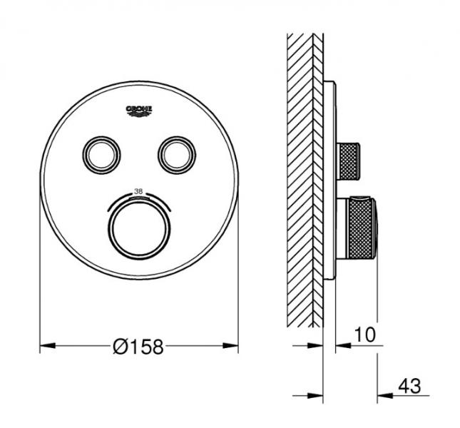 Grohe komplet indbygningspakke til badekar inkl/termostat og SmartActive - Poleret Cool Sunrise