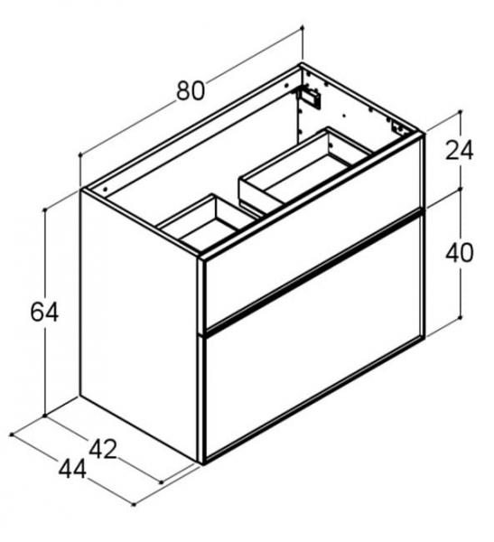 Dansani Luna vaskeskab 80x64 m/skuffer - Hvid mat/sort ramme