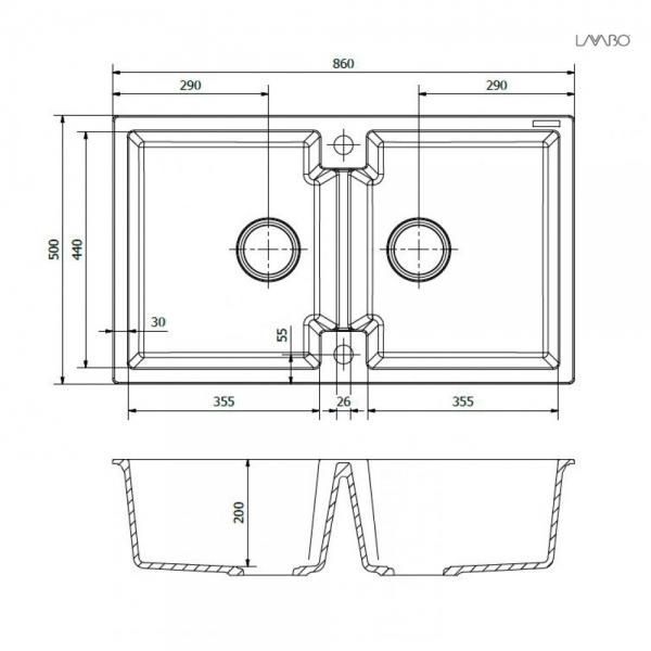 Lavabo Amsterdam 20 kompositvask - Antracit/krom