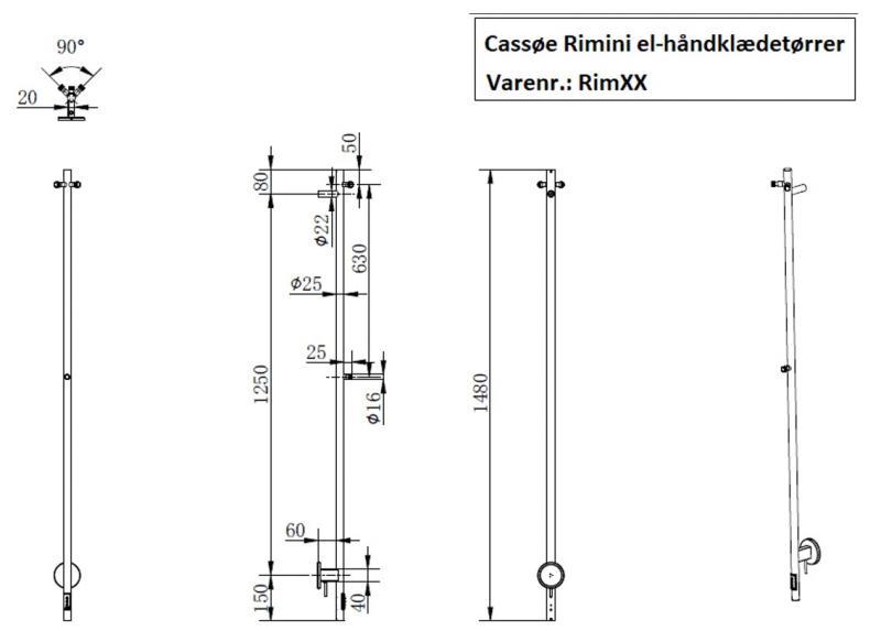 Cassøe Rimini håndklædetørrer - Mat bronze