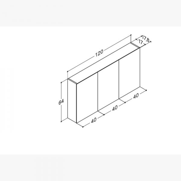 Dansani Mido+ Select 120 spejlskab - Hvid blank - Tre låger