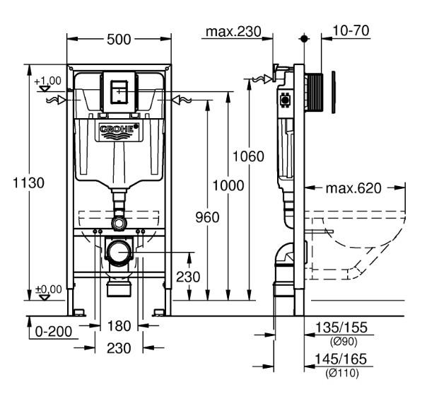 Lavabo File 2.0 RIMless Mat sort toiletpakke inkl. sæde/soft-close, cisterne og mat sort betjening