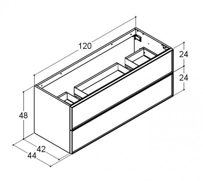 Dansani Luna vaskeskab 120x48 til dobbeltvask - Hvid mat/sort ramme