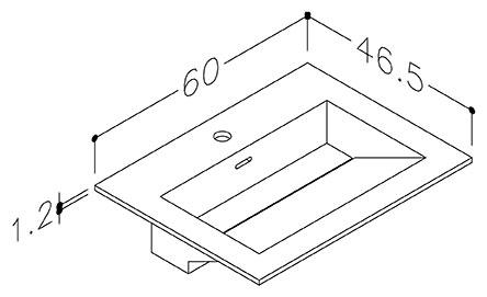 Strømberg Corian 60 møbelvask - 1 hanehul - Mat hvid