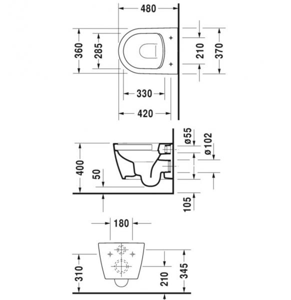 Duravit Me by Starck Compact Rimless toiletpakke inkl. sæde m/softlose, cisterne og krom betjening