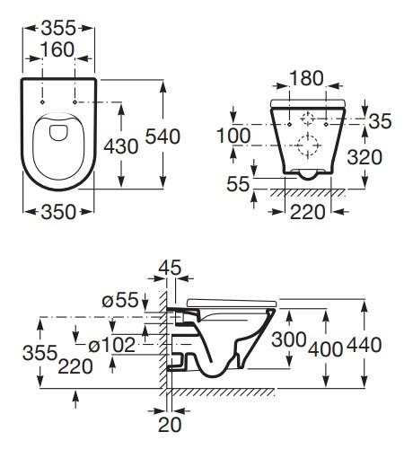 Laufen Roca Gap round RIMless toiletpakke inkl. sæde m/softclose, cisterne og krom betjening