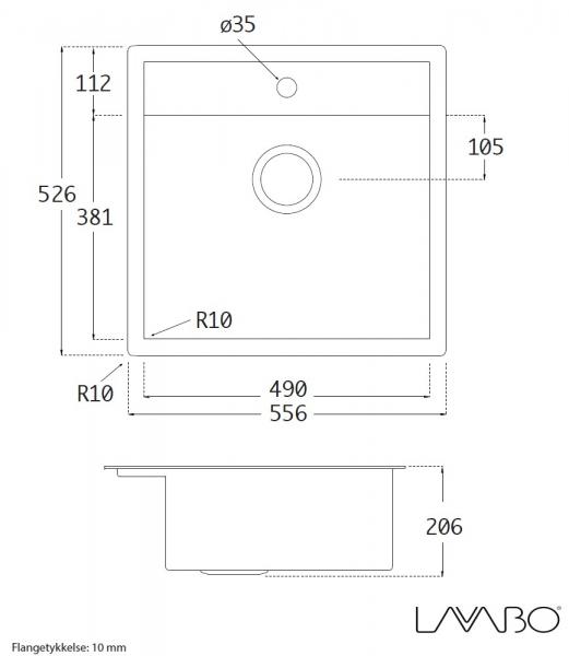 Lavabo Jupiter 60 kompositvask - Antracit-sort/Antracit