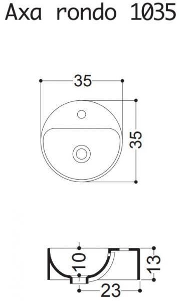 Lavabo AXA Rondo 1035 Ø35 fritstående bowlevask - 1 hanehul