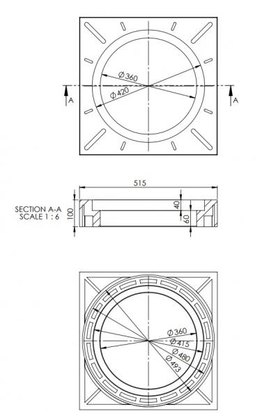 Lauridsen 315 x 100 mm firkantet karm m/ fals - Høj model