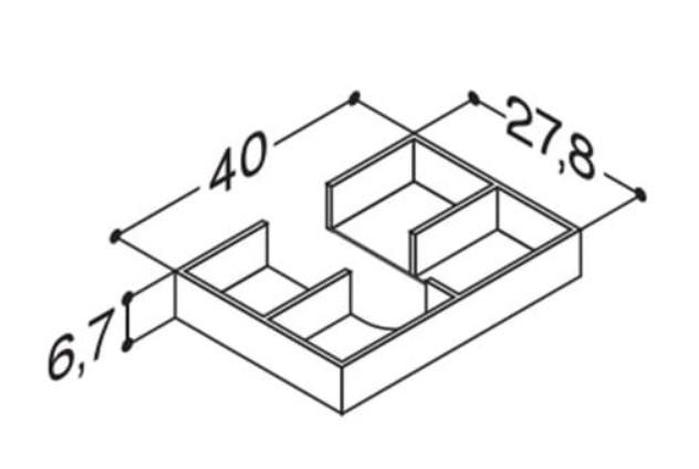 Dansani skuffeindsats m/udsk&aelig;ring - 40x28 cm - Egetr&aelig;