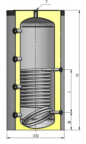 Eldom Isoleret akkumuleringstank med solspiral - 300 liter