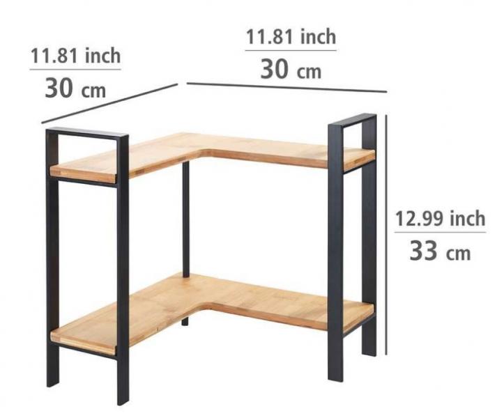 Wenko Lou hjørnereol t/køkkenbord - Sort/bambus