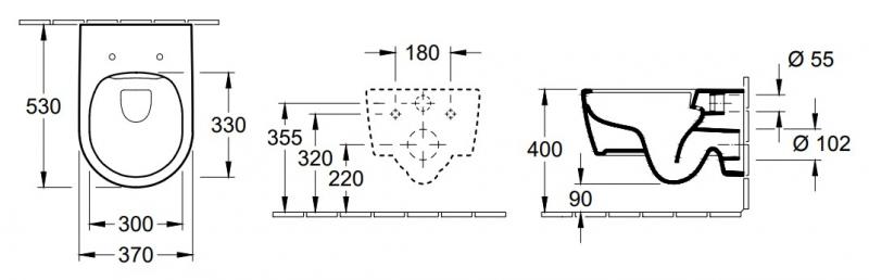 Villeroy & Boch Avento Rimless væghængt toilet inkl. sæde - Hvid