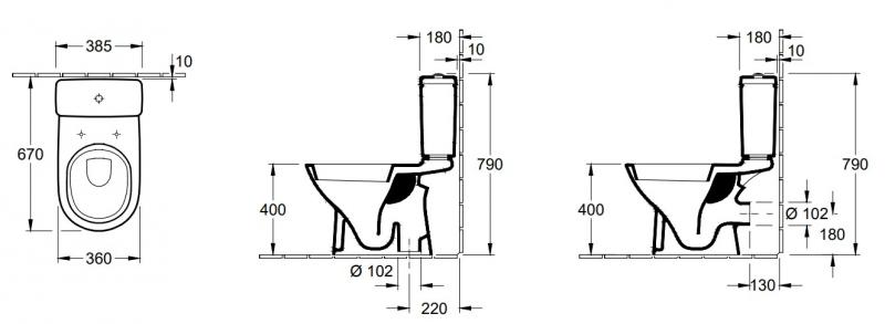 Villeroy & Boch 5760 O.Novo gulvstående toilet m/Ceramic+