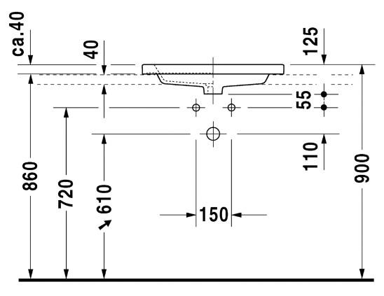 Duravit 2nd floor 60 håndvask t/nedfældning