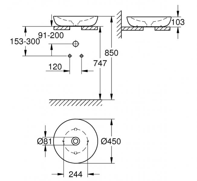 Grohe Essence Ø45 fritstående bowlevask - Uden overløb