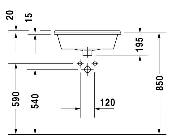 Duravit Starck 3 56 håndvask t/nedfældning