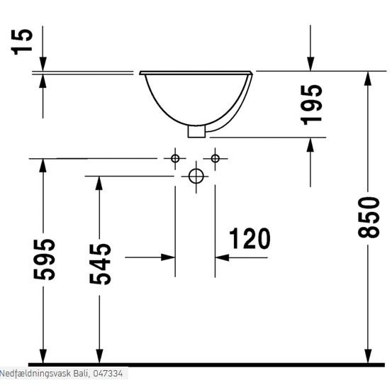 Duravit Architec Bali Ø33 håndvask t/nedfældning - Uden hanehul
