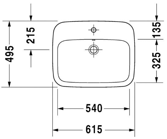 Duravit DuraStyle 61 håndvask t/nedfældning - 1 hanehul