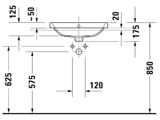 Duravit No. 1 55 håndvask t/nedfældning - 1 hanehul