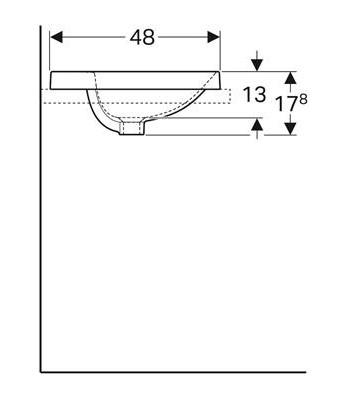 Geberit Variform 60 oval håndvask m/bagkant t/nedfældning - 1 hanehul